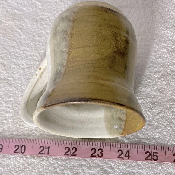 Vintage Ceramic Stoneware Cream Tan Pottery Mug Coffee Cup - Picture 12 of 13